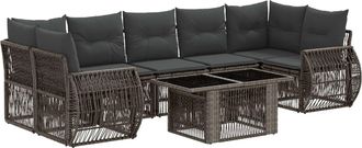 vidaXL Conjunto De Sof&aacute;s De Jard&iacute;n 8 Uds. Gris Y Gris Oscuro Vidaxl