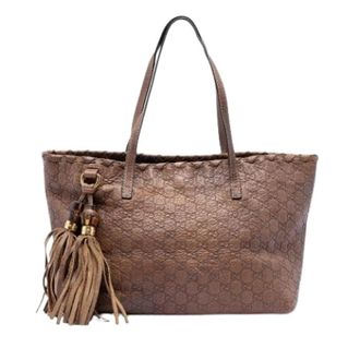 Gucci Pre-owned Tote Bags, female, Brown, Size: ONE SIZE Pre-owned Vintage Embossed Leather Tote