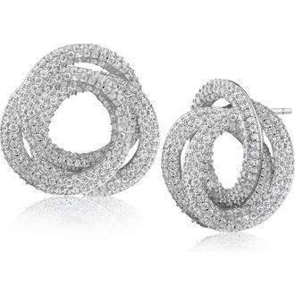 Kenneth Jay Lane Pav&eacute; Interlocking Circles Earrings in Rhodium Plated at Nordstrom