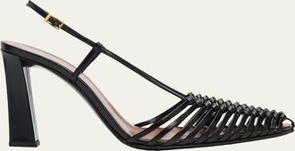 Giuseppe Zanotti 90mm Woven Leather Slingback Pumps