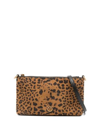 Pinko small leopard-print clutch bag - Brown