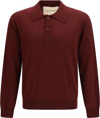 Valentino Polo de Lana con Bordado VLogo - Knitwear - Hombre - Rojo - M