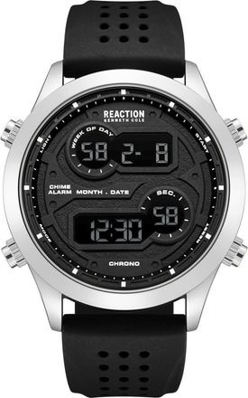 Kenneth Cole Reaction Silicone Strap Digital Watch, 47mm in Black at Nordstrom Rack