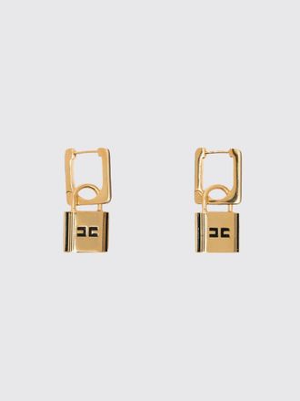 Elisabetta Franchi Orecchini a cerchio in ottone color oro con logo