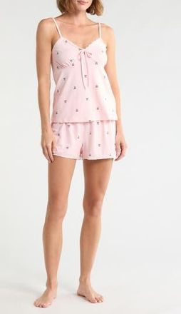 French Connection Bow Print Camisole & Shorts Pajama Set in Icy Pink at Nordstrom Rack, Size X-Large