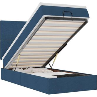 vidaXL Estructura De Cama Otomana Con Colch&oacute;n Tela Azul 80x200cm Vidaxl