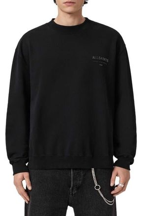 AllSaints Xander Crewneck Sweatshirt in Jet Black at Nordstrom, Size Xx-Large