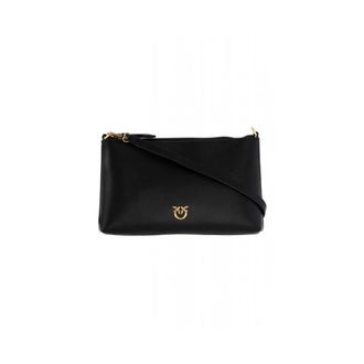 Pinko Flat Horizontal Mini Vitello Seta - Dames - Schoudertassen - Zwart - ONE Size - Katoen - Tassen
