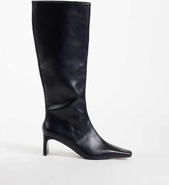 Asos Cedrick stivali al ginocchio con tacco e punta affusolata neri-Nero