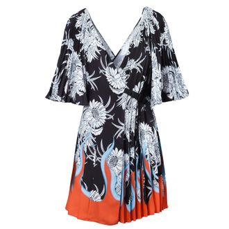 Prada Prada Dahlia wikkeljurk met vlammenprint - jaren 20