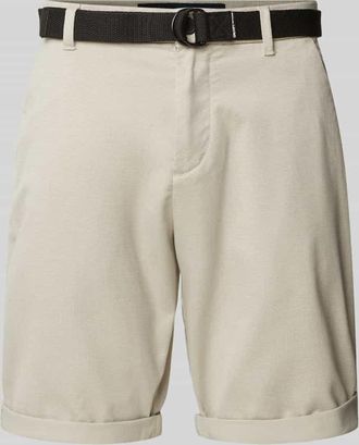 Tom Tailor Denim Regular Fit Chinoshorts mit G&uuml;rtel in Beige Melange, Gr&ouml;&szlig;e S