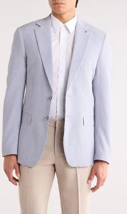 Scotch & Soda Seersucker Modern Fit Sport Coat in Navy/white at Nordstrom Rack, Size 44 - R