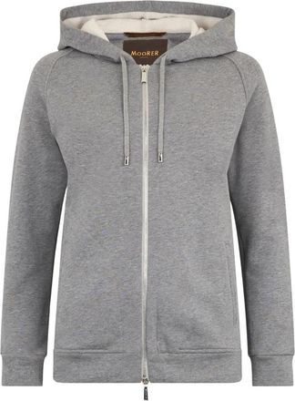 Moorer Hooded Sweatshirt met Ritssluiting - Dames - Vesten met rits - Grijs - L - Katoen - Hoodies & sweatvesten