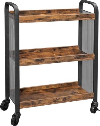 Vasagle Carrito de cocina estrecho con ruedas de hierro de color marr&oacute;n