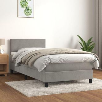 vidaXL Cama Box Spring Con Colch&oacute;n Terciopelo Gris Claro 90x190 Cm Vidaxl