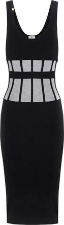 Elisabetta Franchi Viscose Jurk met Corsetdetails - Dames - Casual kleedjes - Zwart - L - Polyester - Kleedjes