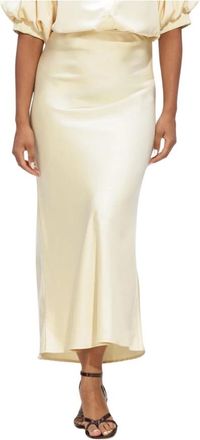 Notre-V Nv-Hildegard Midi Rok - Dames - Midirokken - Geel - S - Denim - Rokken