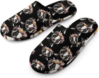 Generic Skunk with Flower Mens Cozy Memory Foam Slippers Warm Cotton House Shoes Comfy Slipper for Indoor Outdoor