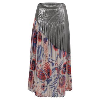 Dries Van Noten Dries Von Noten Printed Pleated Midi Skirt in Multicolor Polyester