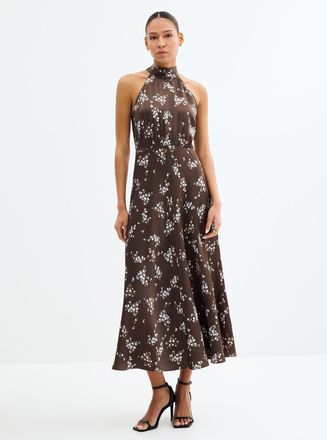 Sams&oslash;e & Sams&oslash;e Rheo textured floral satin halter dress