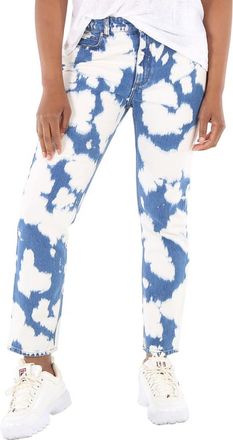 Burberry Seamill Monogram Motif Straight Fit Bleached Denim Jeans, Waist Size 24