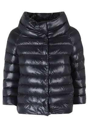 Herno Navy Blue Sofia Crater Neck Jewel Sleeves Polyamide Down Jacket