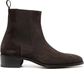 Tom Ford 40mm square-toe leather boots - men - Bos Taurus/Calf Leather/Calf Leather/Polyamide - 10 - Brown