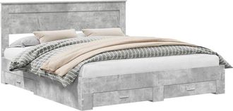 vidaXL Estructura De Cama Con Cabecera Gris Concreto 180 X 200 Cm Vidaxl