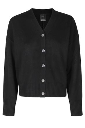 Pinko Black Relaxed-Fit Wool-Cashmere Cardigan