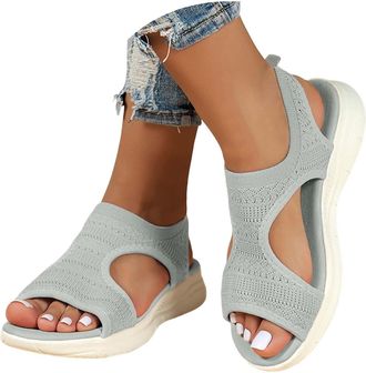 Generic Orthopedic Sandals Women Arch Support Sandals for Women Summer Slip on Ladies Wedge Walking Slip on Platform Shoes Casual Beach Slingback Comfy Slide 