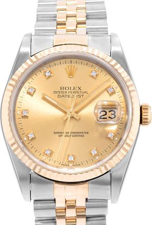 Rolex Pre-owned Rolex Datejust 36 Automatic Chronometer Champagne Dial Mens Watch 16233 CSJ