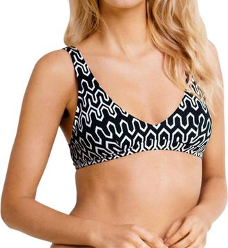 Seafolly Tie Back Bralette Bikini Top In Sea Black White