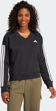 adidas Sweatshirt ADIDAS SPORTSWEAR W 3S FT VN SWT, Damen, Gr. XXL, schwarz, wei&szlig;, Obermaterial: 55% Baumwolle, 36% Polyester, 9% Viskose, V-Ausschnitt, ange
