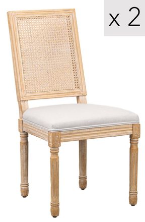 Nordlys Set 2 sillas cl&aacute;sicos en madera y rat&aacute;n gris