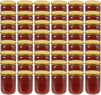 vidaXL Vidaxl - Tarros De Mermelada De Vidrio Con Tapa Dorada 48 Uds 230 Ml