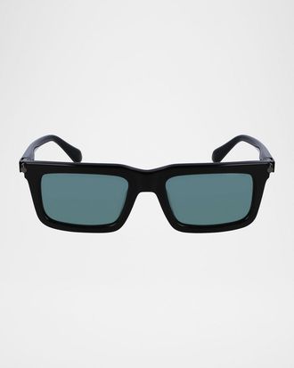 Ferragamo Men & apos;s Prisma Modified Acetate Rectangle Sunglasses, 53mm
