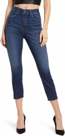 Good American Womens Good Waist Denim Skinny Fit Cropped Jeans In Blue