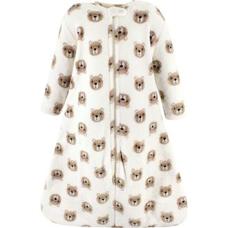 Hudson Baby Flannel Sleep Sack with Plush Full-Arm Coverage in Long-Sleeve Bear at Nordstrom