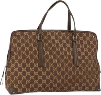 Gucci Pre-owned Handbags, female, Brown, Size: ONE SIZE Pre-owned Vintage Canvas Handbag