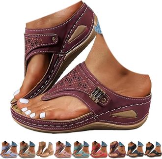 Generic Orthopedic Wedge Sandals for Women Lightweight Orthopedic Flip Flops UK Toe Post Slippers Arch Support Casual Outdoor Slippers Wide Fit New Summer Sli