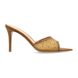 Gianvito Rossi Muiltjes met hak - Dames - Muiltjes - Beige - 36 EU - Satijn - Schoenen