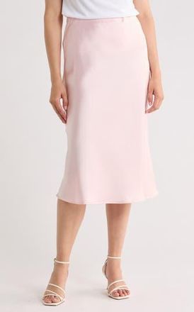 Renee C Solid Satin Midi Skirt in Baby Pink at Nordstrom Rack, Size X-Large