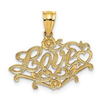 Diamond2Deal 14k Yellow Gold LOVE with Heart Charm