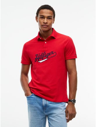 Tommy Hilfiger Mens Regular Fit Hilfiger Varsity Logo Polo - Red - XXXL