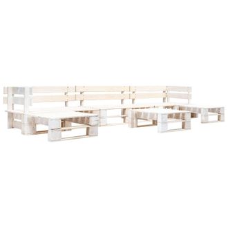 vidaXL Set De Muebles De Jard&iacute;n De Palets 6 Piezas Madera Blanco Vidaxl