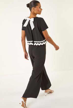 Roman Ric Rac Trim Stretch Jumpsuit
