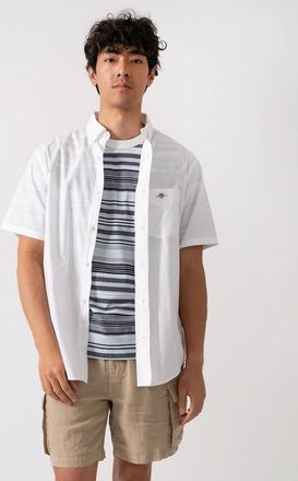 GANT Mens GANT Mens Regular Fit Short Sleeve Poplin Shirt - 455 Light Blue - White - Size: 38/Regular