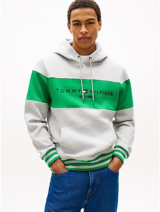 Tommy Hilfiger Mens Colorblock Logo Hoodie - Grey - XXXL