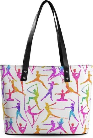 Generic Silhouettes Colorful Rhythmic Gymnastics Tote Bags for Women Cute Shoulder Purses Handbags