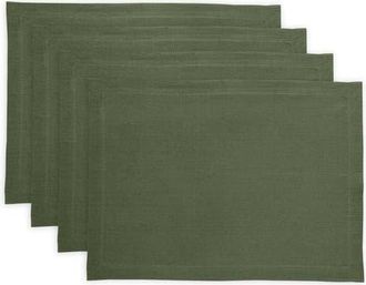 Solino Home Linen Placemats Set of 4, 14 x 19 Inch for Dining Table, Holiday and Everyday Table Decor - Diana in Desert Green at Nordstrom, Size